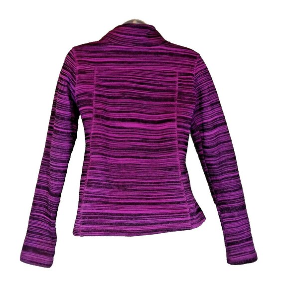 Reebok RBK Jacket Womens Large 14-16 Black Pink Stripe Zip-Up Sweater Jacket - Picture 7 of 15